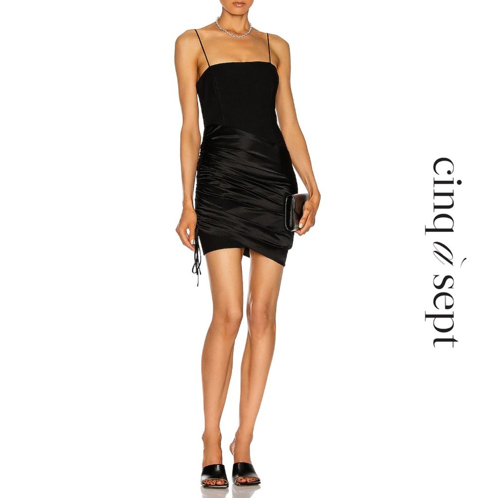 CINQ Á SEPT Juliette Spaghetti Strap Bodycon Dress (Black)